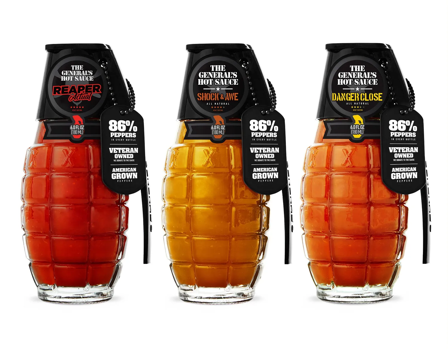 The General's Hot Sauce Scorched Earth salsa piccante 3 bottiglie forte