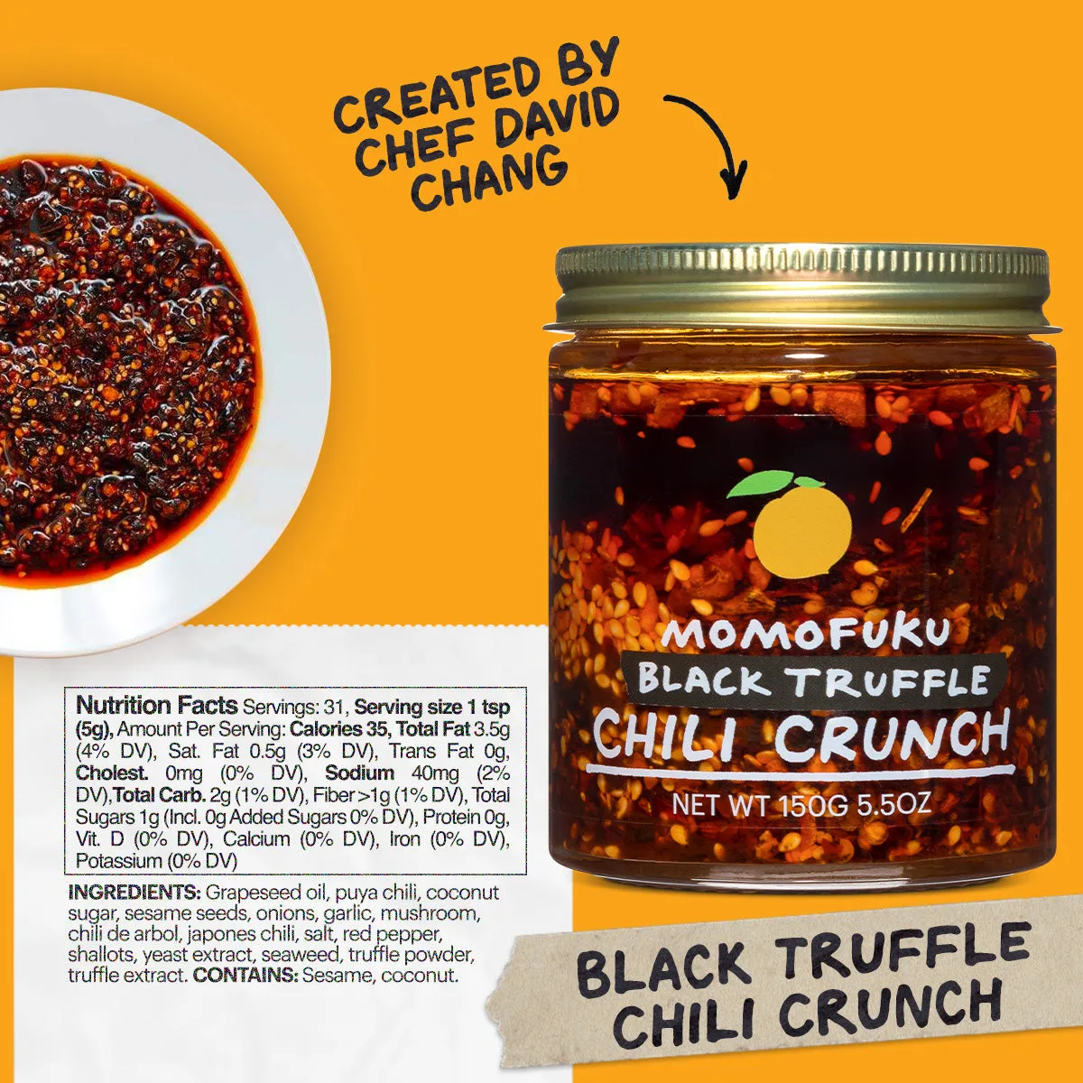 Momofuku Chili Crunch Black Truffle olio piccante 3 pezzi tartufo
