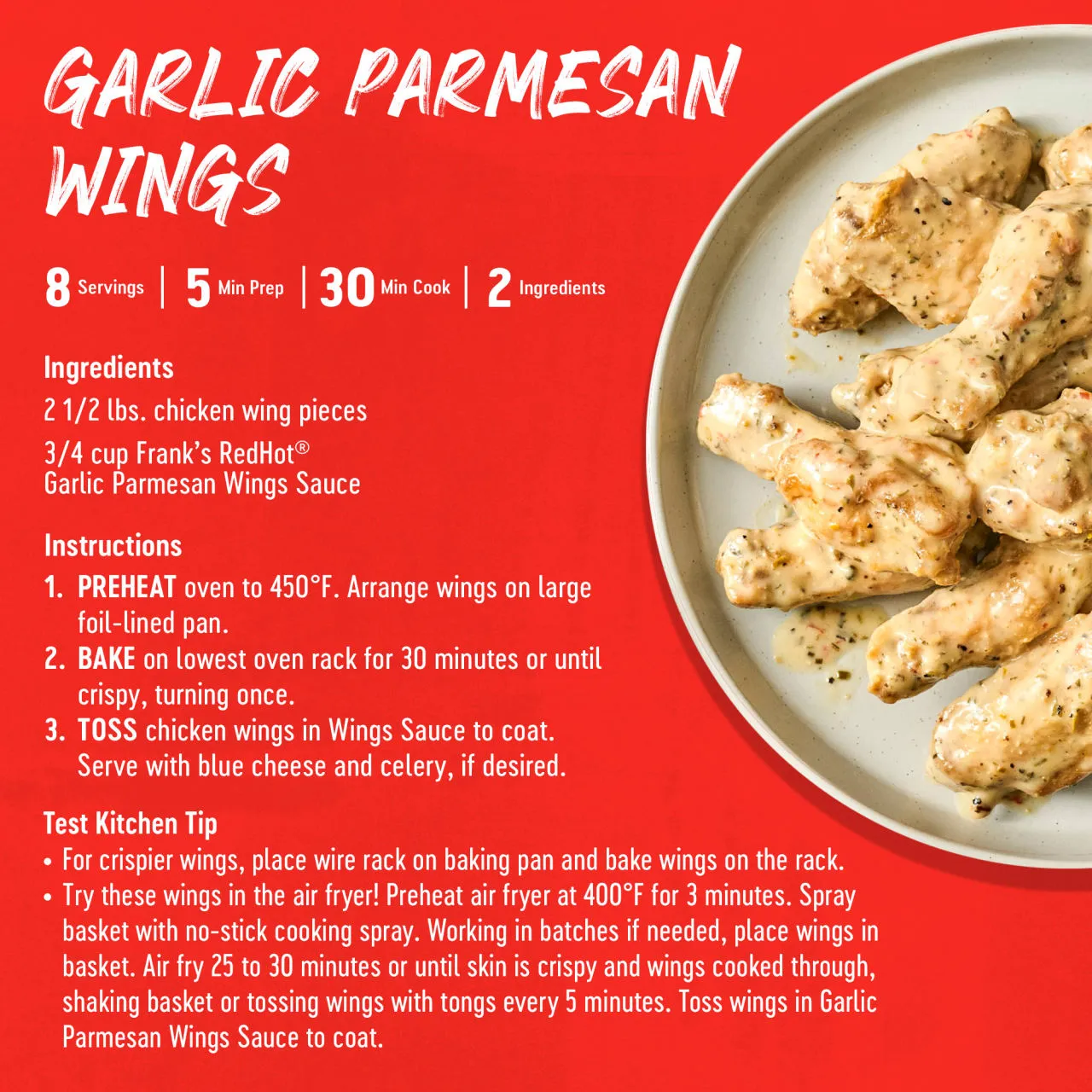 Frank's RedHot Garlic Parmesan salsa wings 355 ml piccantezza leggera