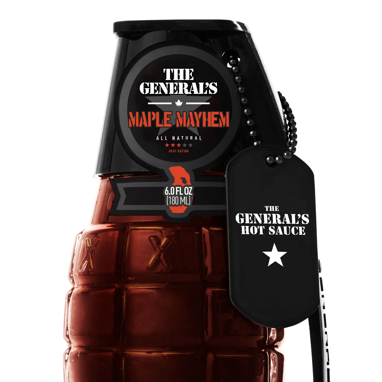 The General's Hot Sauce Maple Mayhem sciroppo d'acero bottiglia