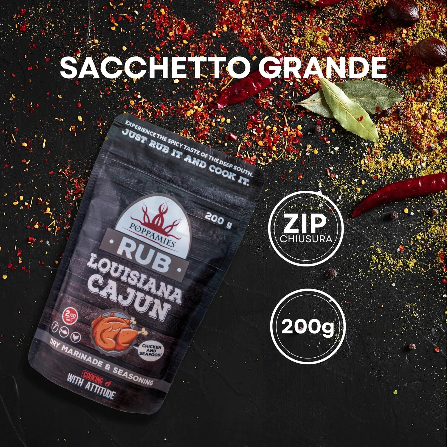 Poppamies Louisiana Cajun Rub spezie barbecue 200 g delicato