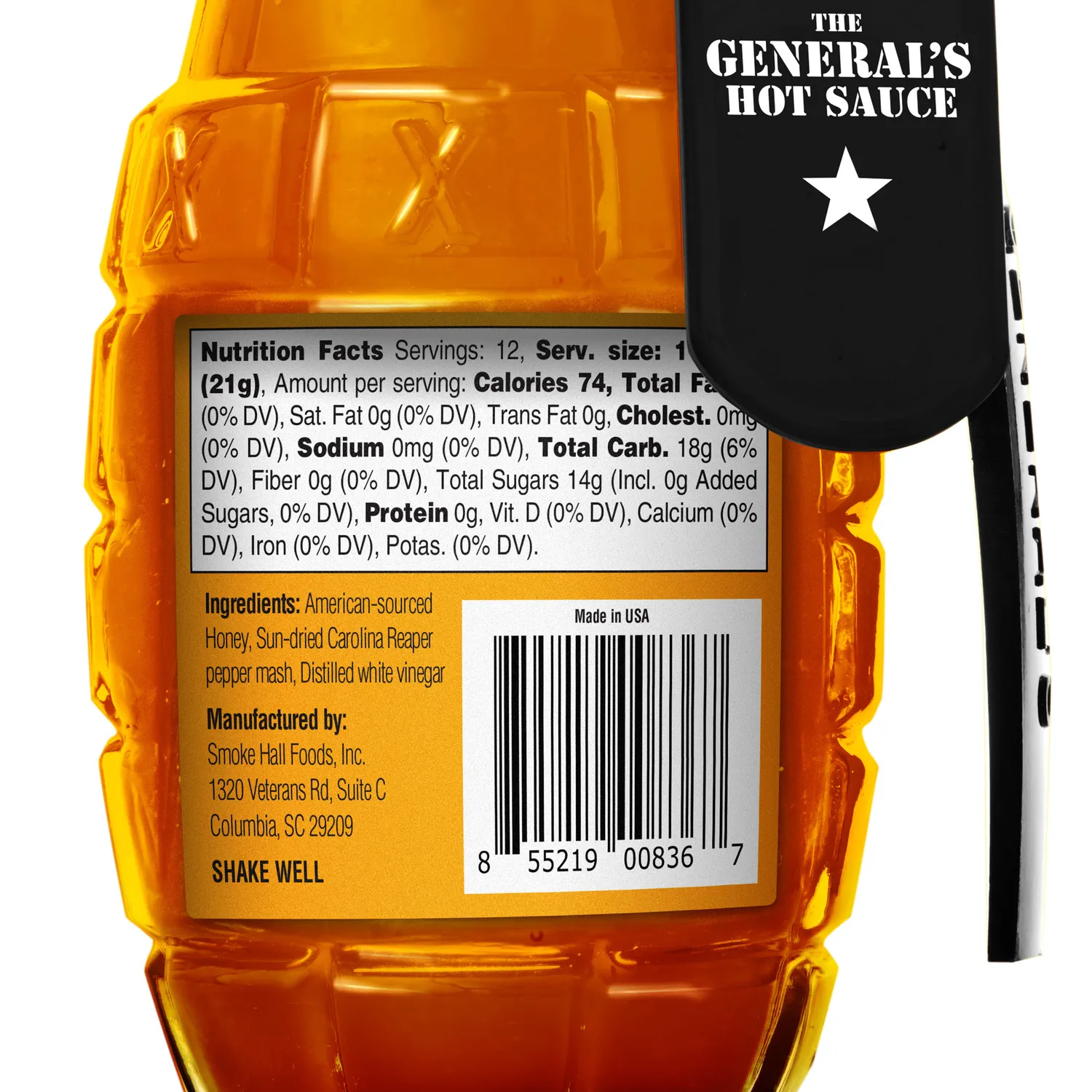 The General's Bee Sting miele piccante Carolina Reaper singola