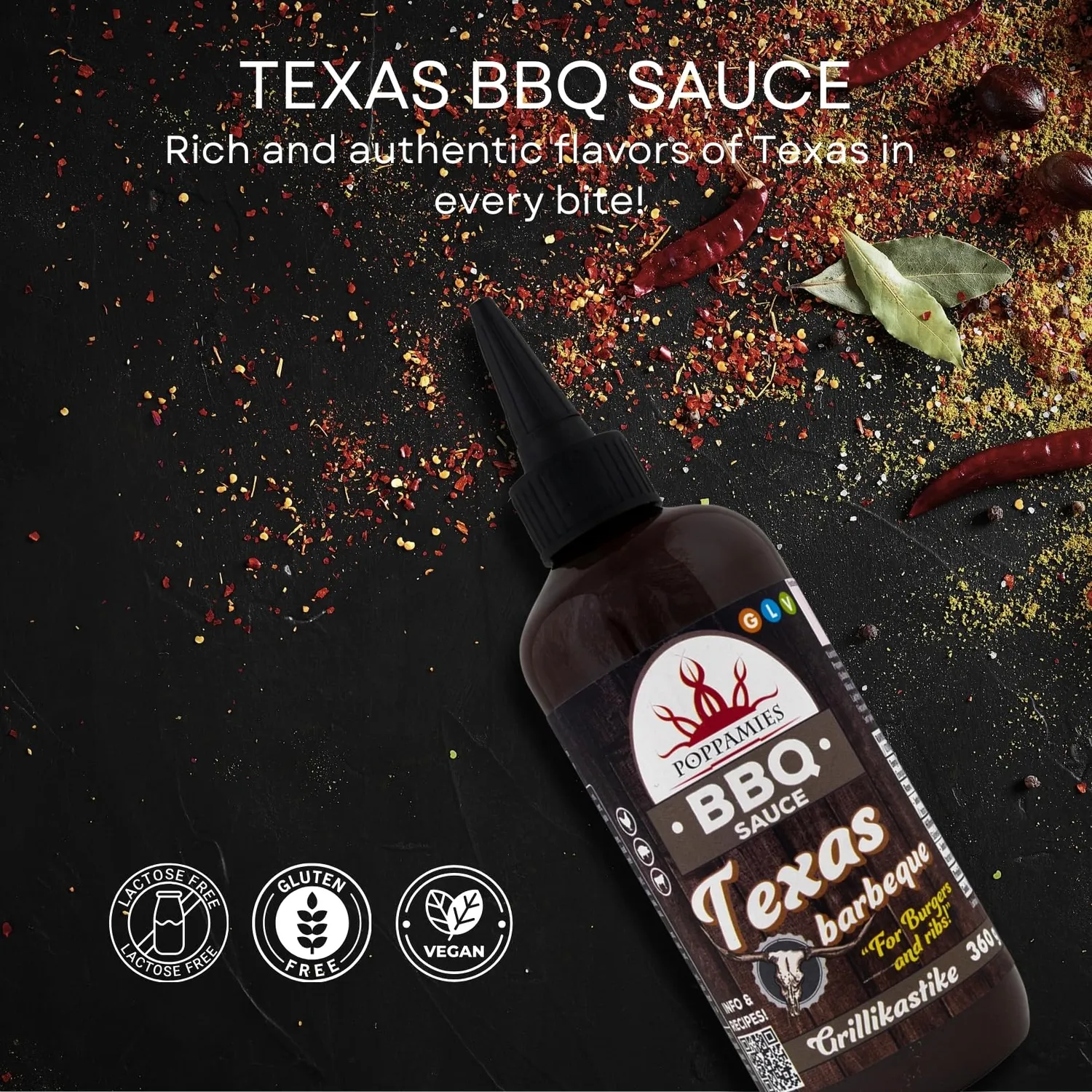 Poppamies Texas salsa barbecue 360g affumicata