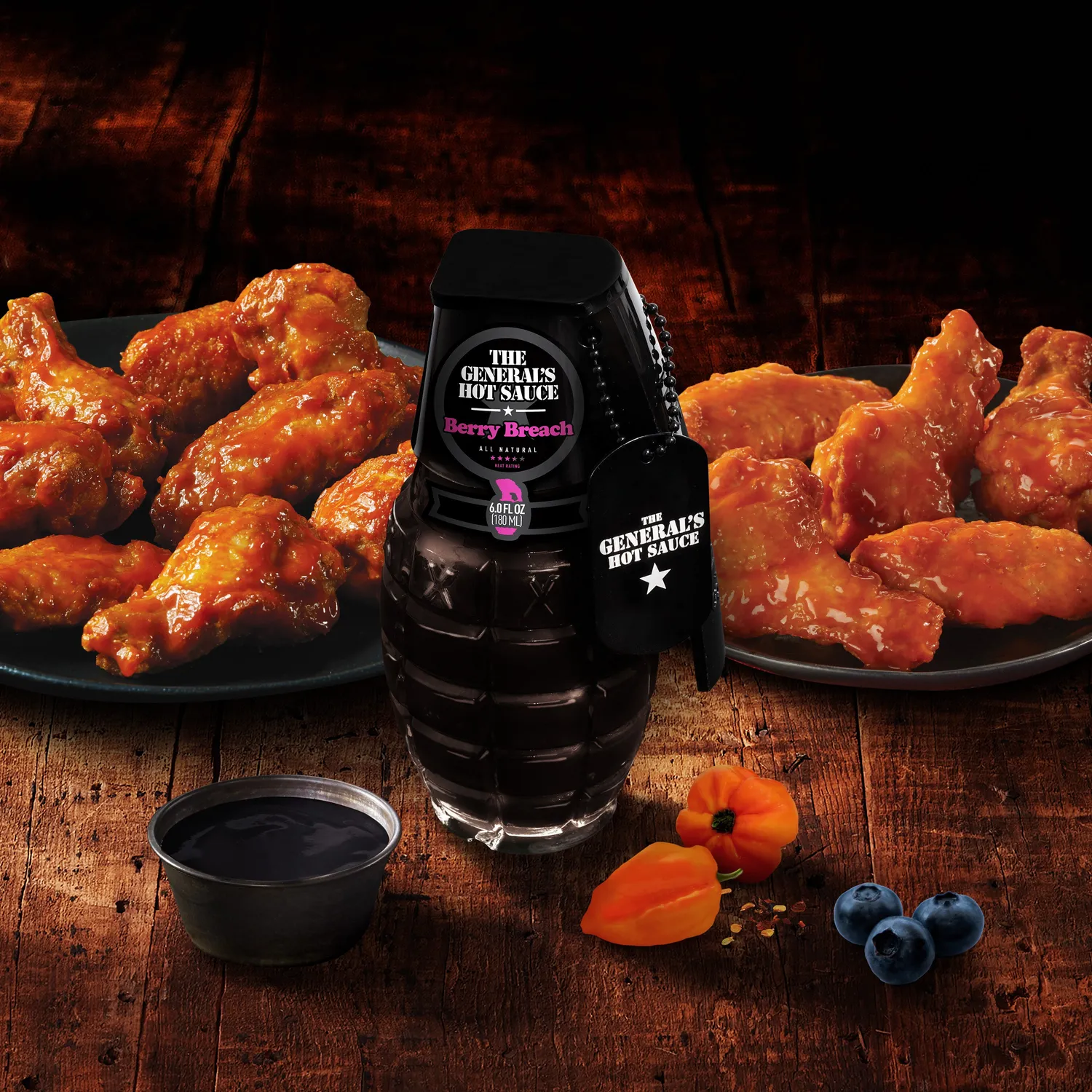 The General's Hot Sauce Berry Breach salsa piccante bottiglia media