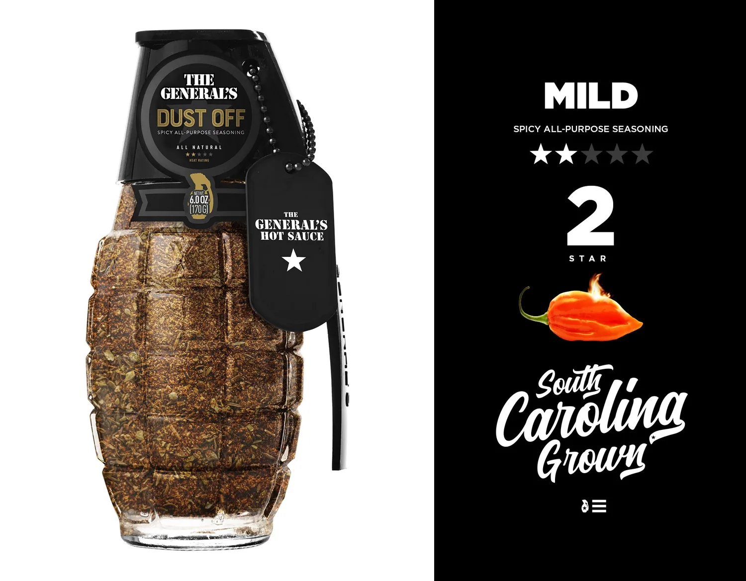 The General's Hot Sauce Dust Off condimento piccante 3 pezzi habanero