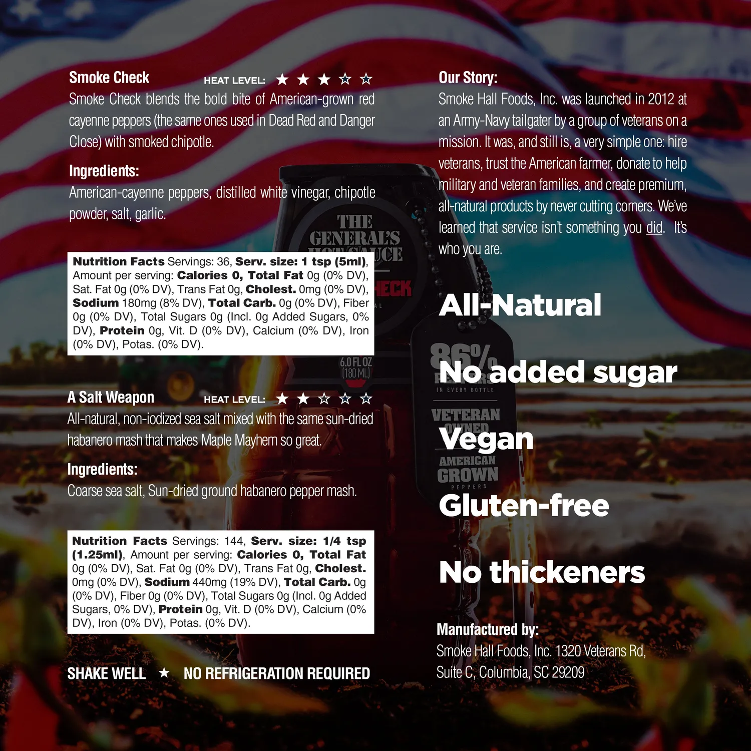 The General's Hot Sauce Red White Blue box salsa e sale 2 pezzi