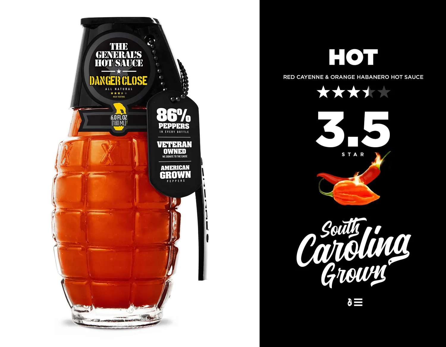 The General's Hot Sauce Scorched Earth salsa piccante 3 bottiglie forte