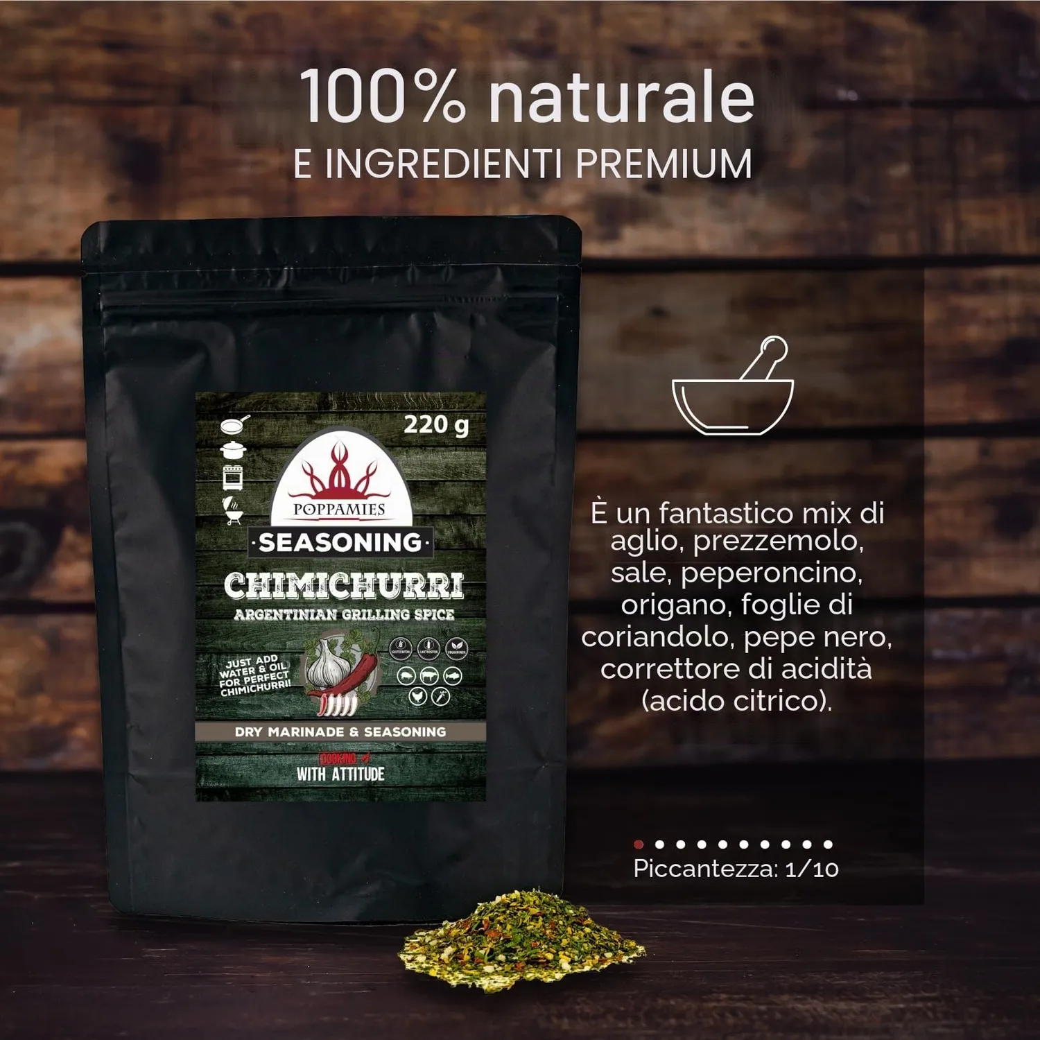 Poppamies Chimichurri BBQ rub spezie barbecue 220 g