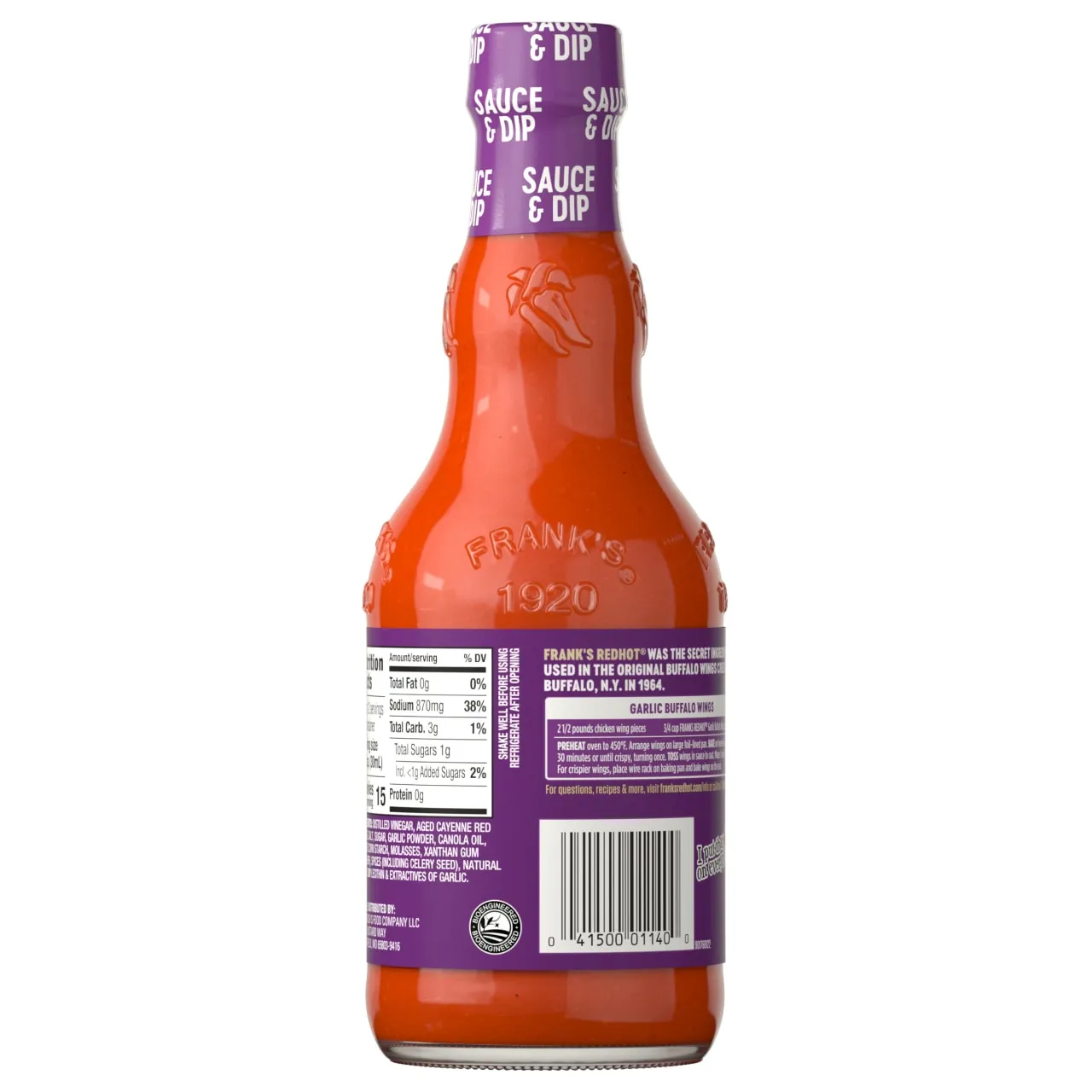 Frank's RedHot Garlic Buffalo salsa wings 2x355 ml aglio