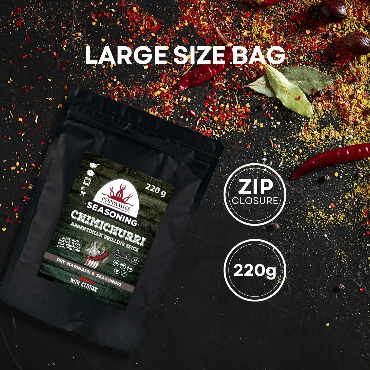Poppamies Chimichurri BBQ rub spezie barbecue 220 g