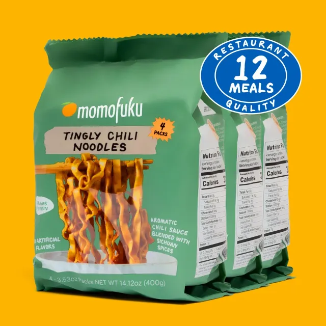 Momofuku Tingly Chili noodle 12 pack scorta