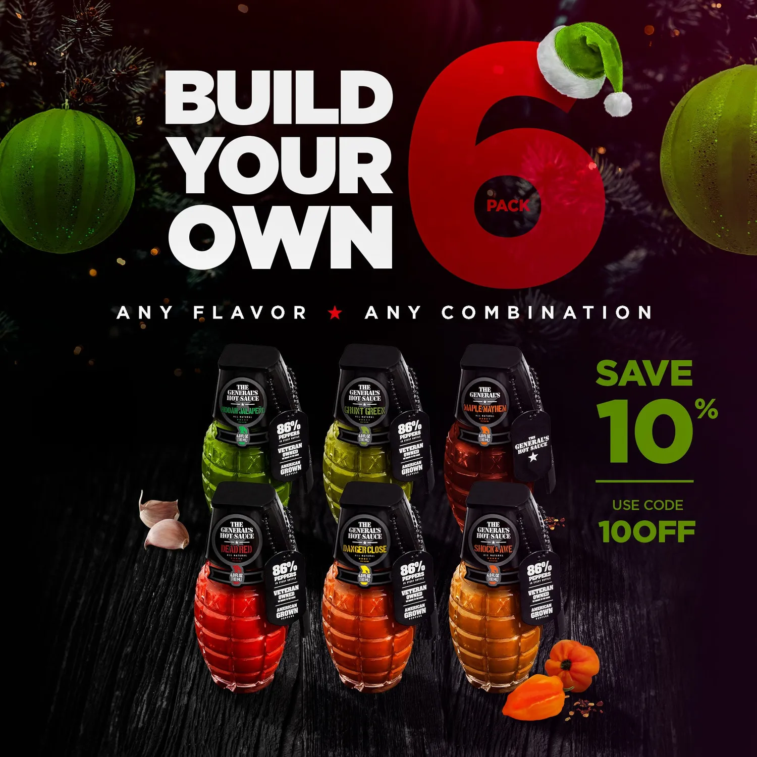 The General's Build Your Own salsa piccante 6 pezzi personalizzato