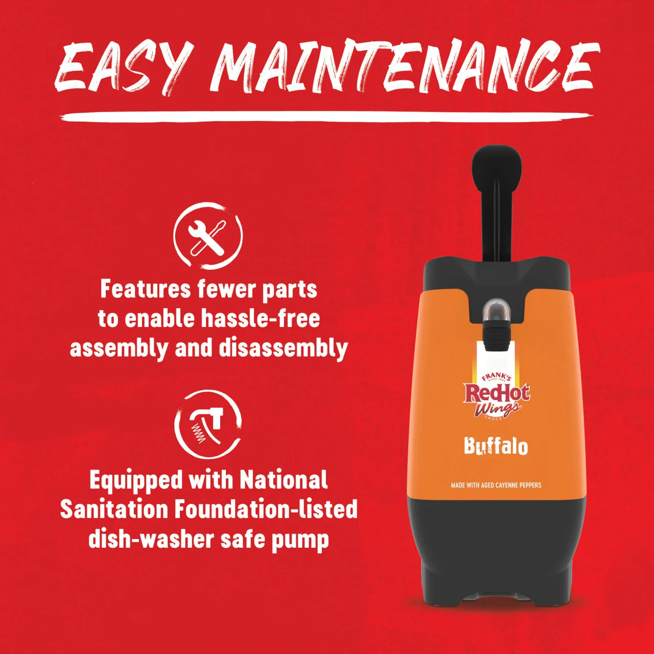 Frank's RedHot Buffalo dispenser salsa professionale horeca