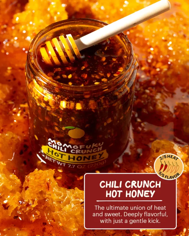 Momofuku Chili Crunch Hot Honey miele piccante wildflower