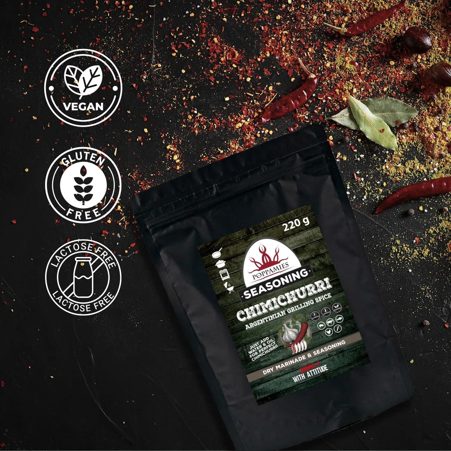 Poppamies Chimichurri BBQ rub spezie barbecue 220 g