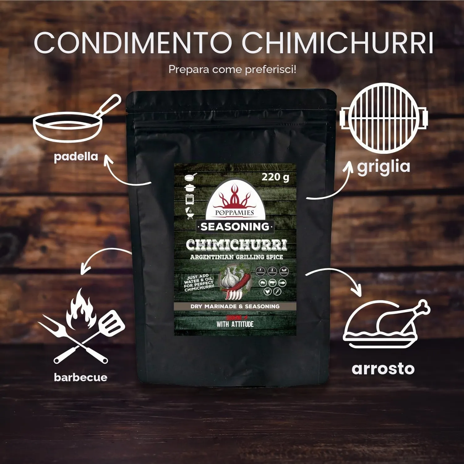 Poppamies Chimichurri BBQ rub spezie barbecue 220 g