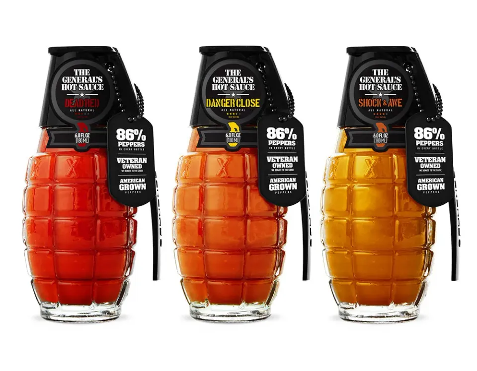 The General's Hot Sauce Heat Seeker salsa piccante 3 bottiglie miste
