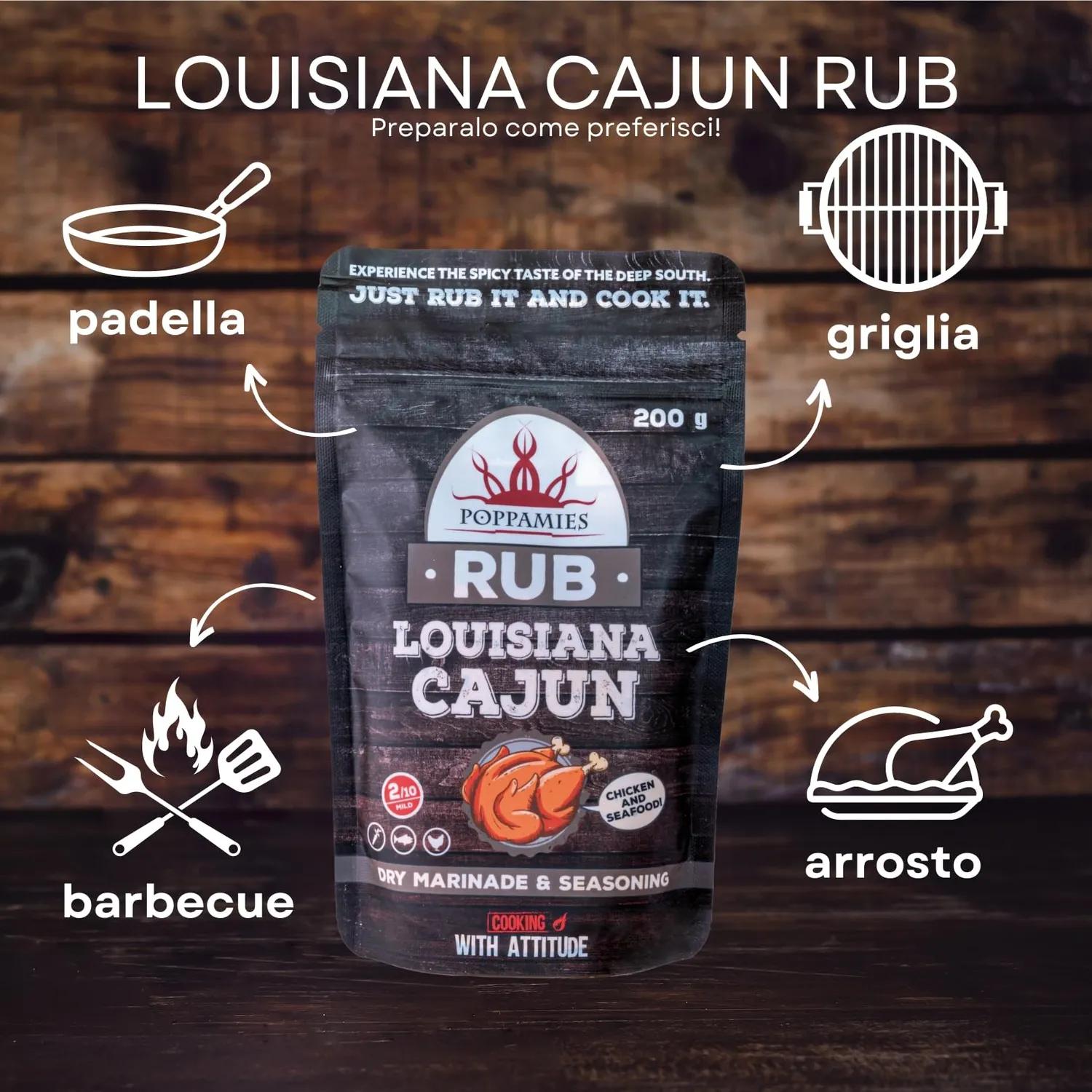 Poppamies Louisiana Cajun Rub spezie barbecue 200 g delicato