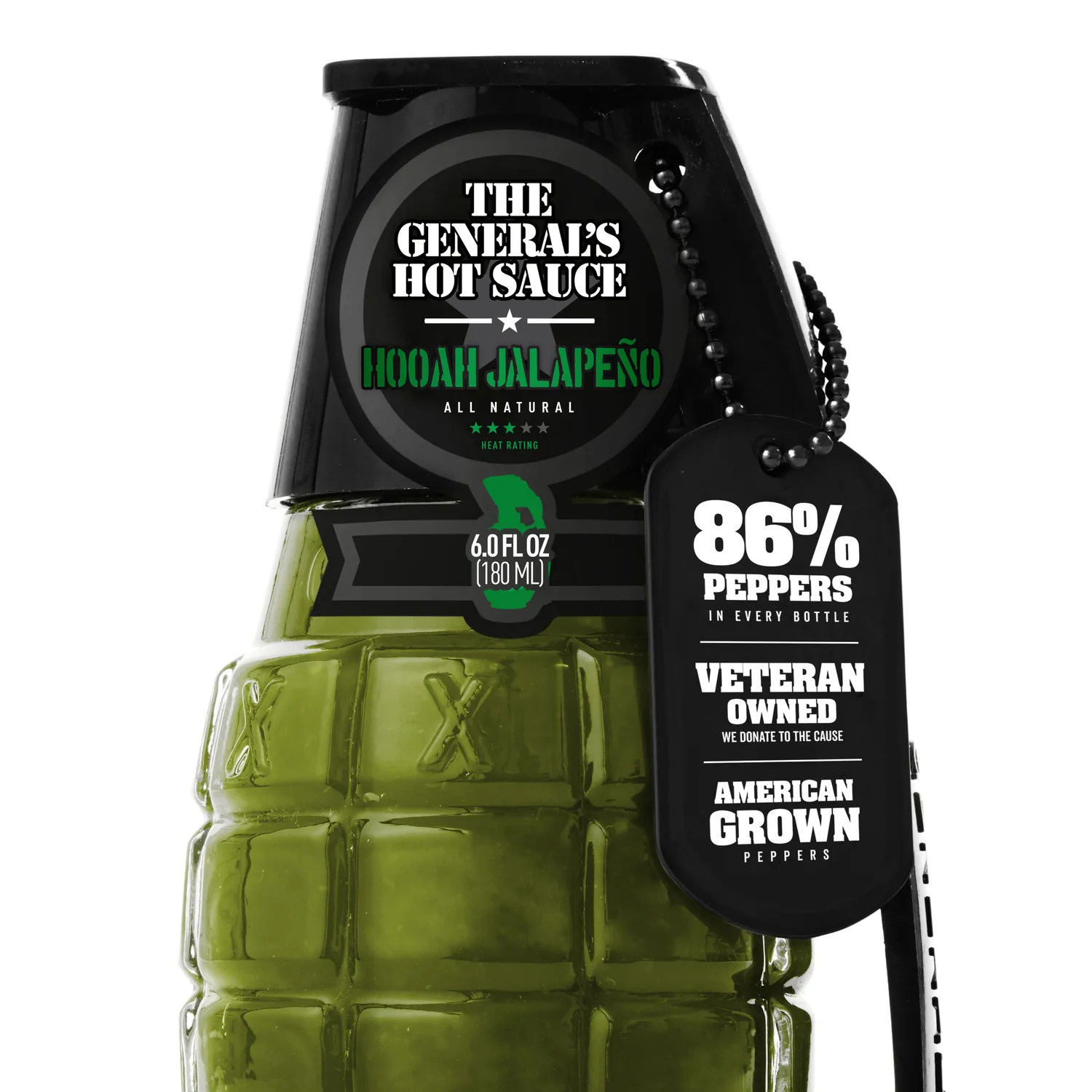 The General's Hot Sauce Hooah Jalapeño salsa piccante jalapeño