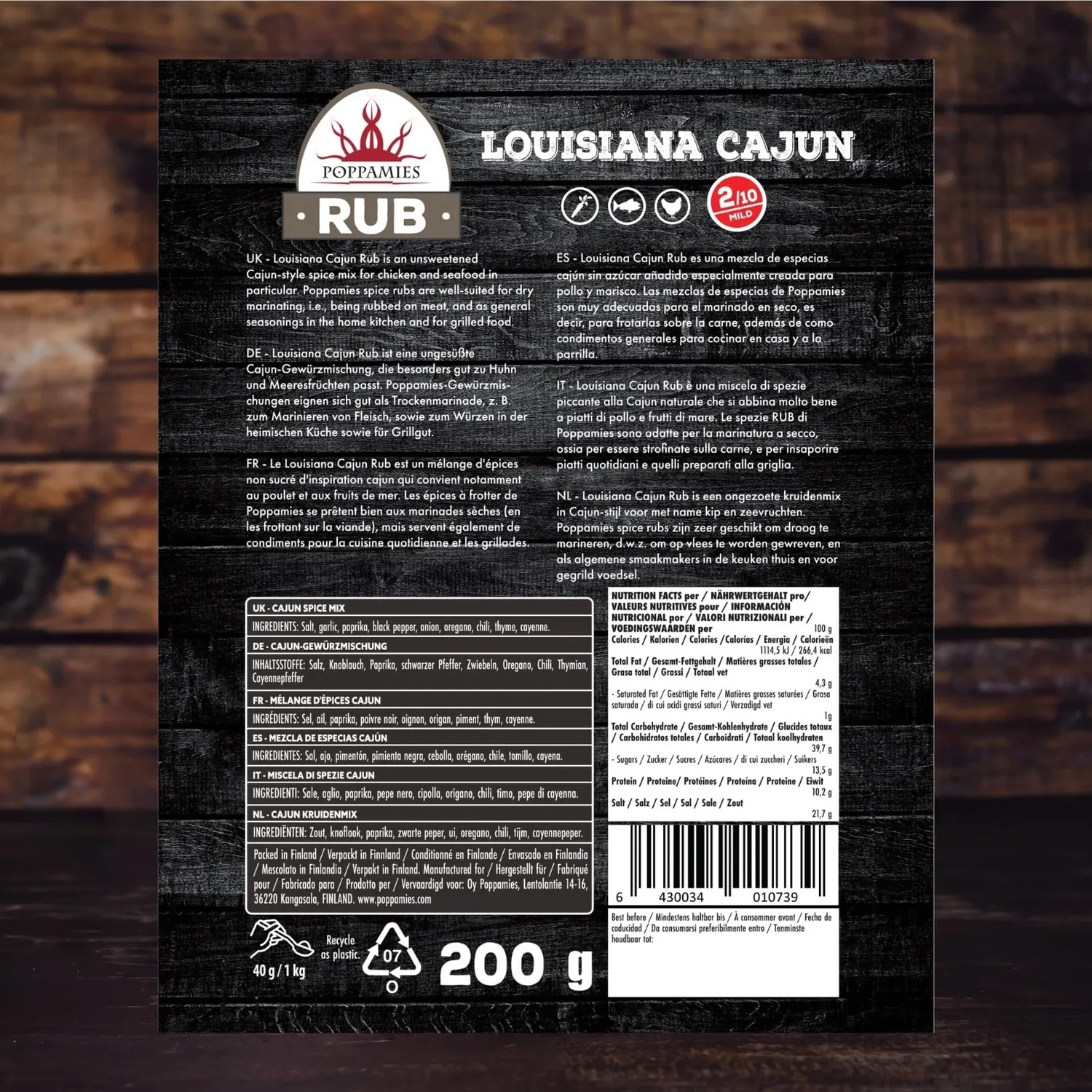Poppamies Louisiana Cajun Rub spezie barbecue 200 g delicato