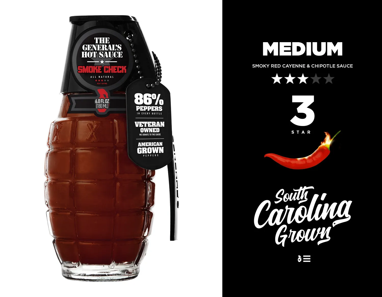 The General's Smoke Wave Smoke Check salsa piccante 3 bottiglie affumicata