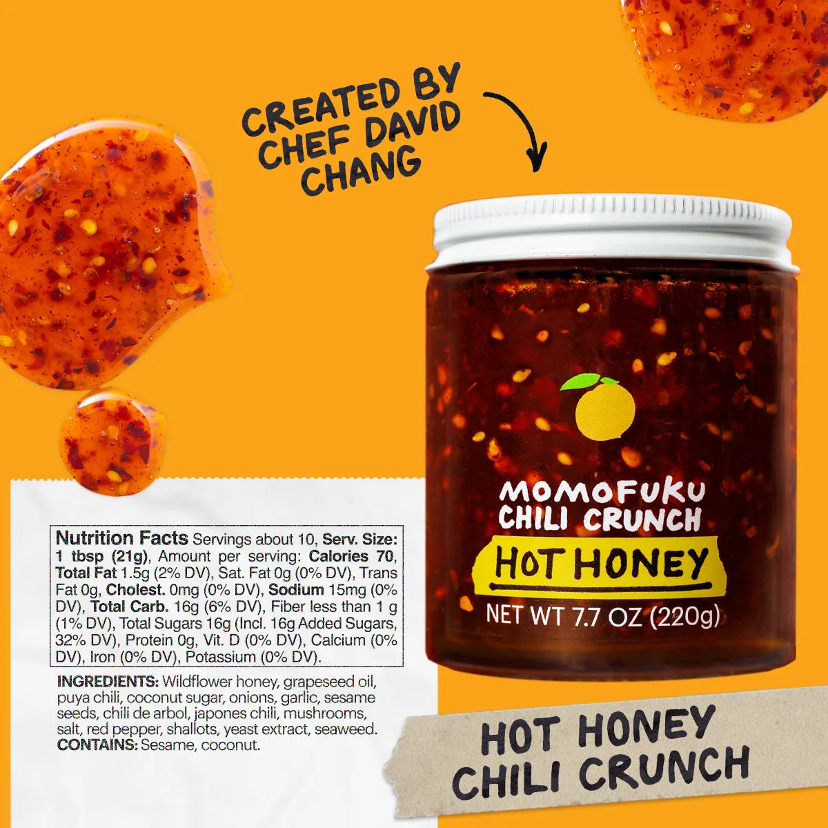 Momofuku Chili Crunch Hot Honey miele piccante wildflower