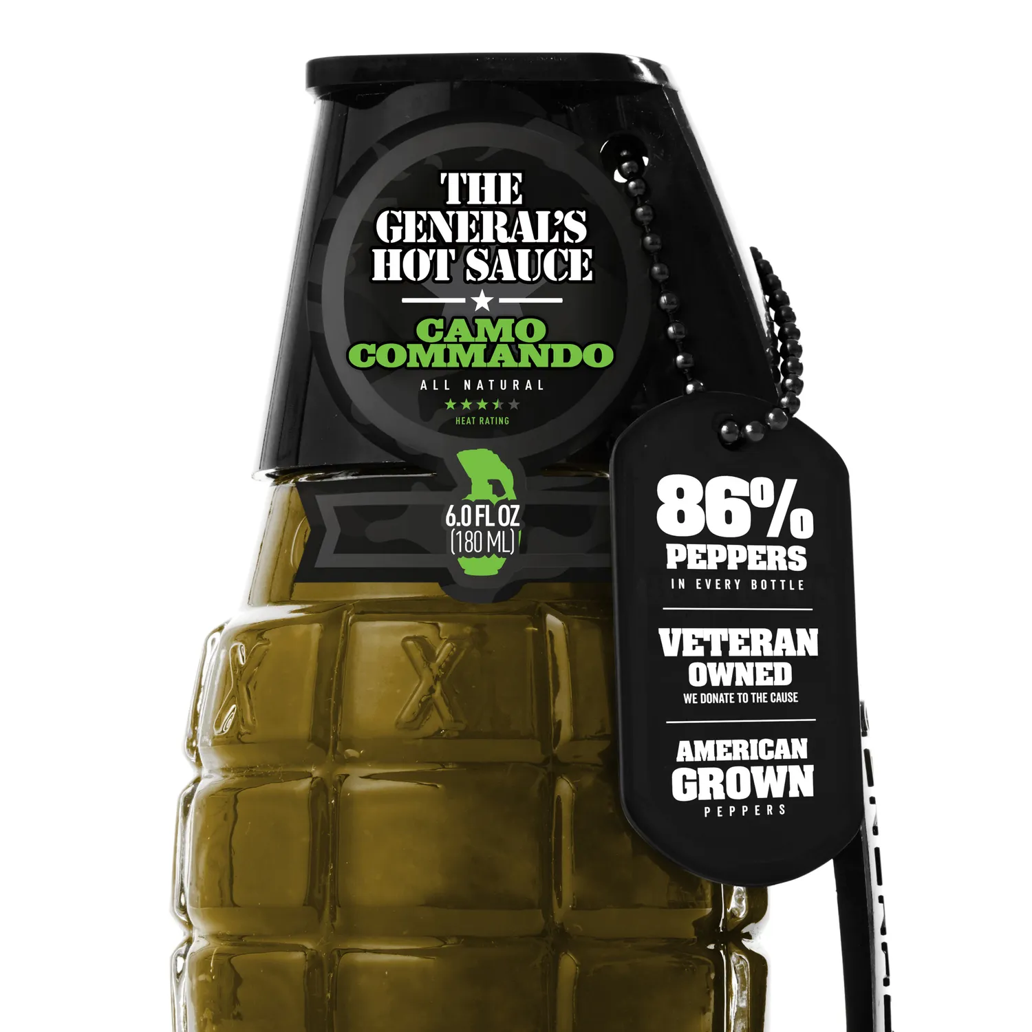 The General's Camo Commando salsa verde bottiglia singola piccante