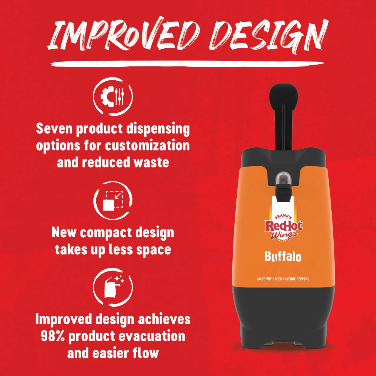 Frank's RedHot Buffalo dispenser salsa professionale horeca