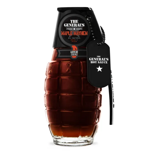 The General's Hot Sauce Maple Mayhem sciroppo d'acero bottiglia